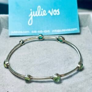 Julie Vos Silver Bangle Size Medium Stacking Bracelet Green boho